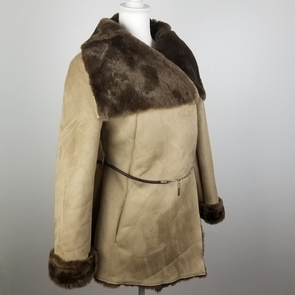 NEW! Jennifer Lopez Luxe Faux Fur Suede Coat - Picture 4 of 7